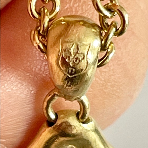 LISA DES CAMPS - Solid 18k yellow gold necklace chain with diamond pendant - Picture 8 of 12